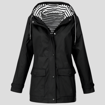 Capa de Marinero Impermeable con Capucha Forro de Rayas Mujer SELECTO CANCUN — 2