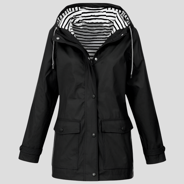 Capa de Marinero Impermeable con Capucha Forro de Rayas Mujer SELECTO CANCUN