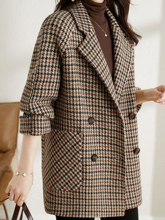 Blazer Largo Cruzado Elegante a Cuadros Mujer SELECTO CANCUN — 3