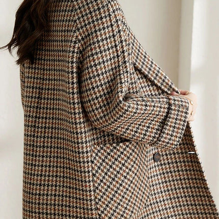 Blazer Largo Cruzado Elegante a Cuadros Mujer SELECTO CANCUN — 4