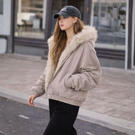 Cazadora Bomber de Invierno con Capucha Forrada para Mujer SELECTO CANCUN — 3