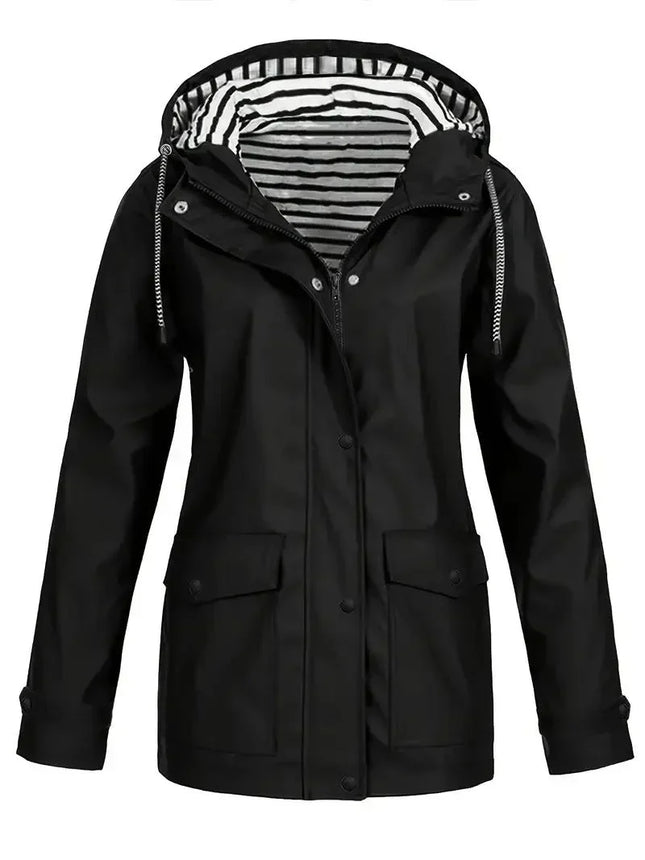 Chaqueta de Lluvia Impermeable Cortavientos con Capucha para Mujer SELECTO CANCUN